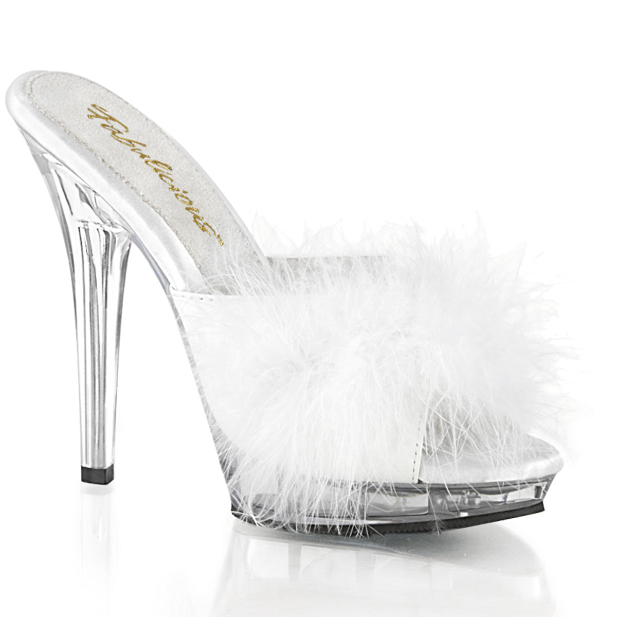 5 Inch Heel LIP-101-8 White Fur