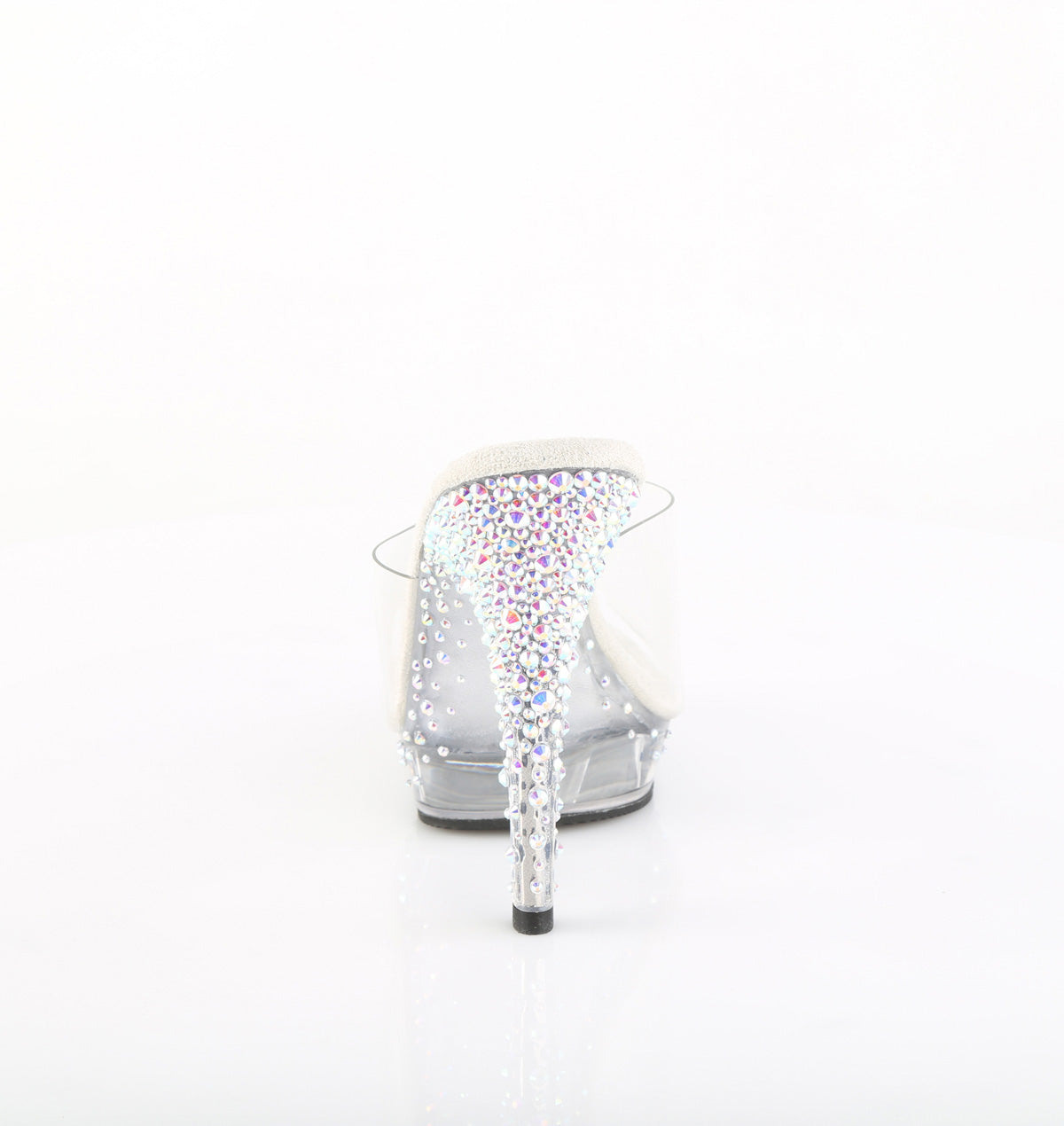 5 Inch Heel LIP-101CAS Clear Silver Rhinestone