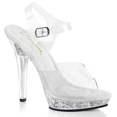 5 Inch Heel LIP-108RSI Clear Silver Rhinestone by Fabulicious