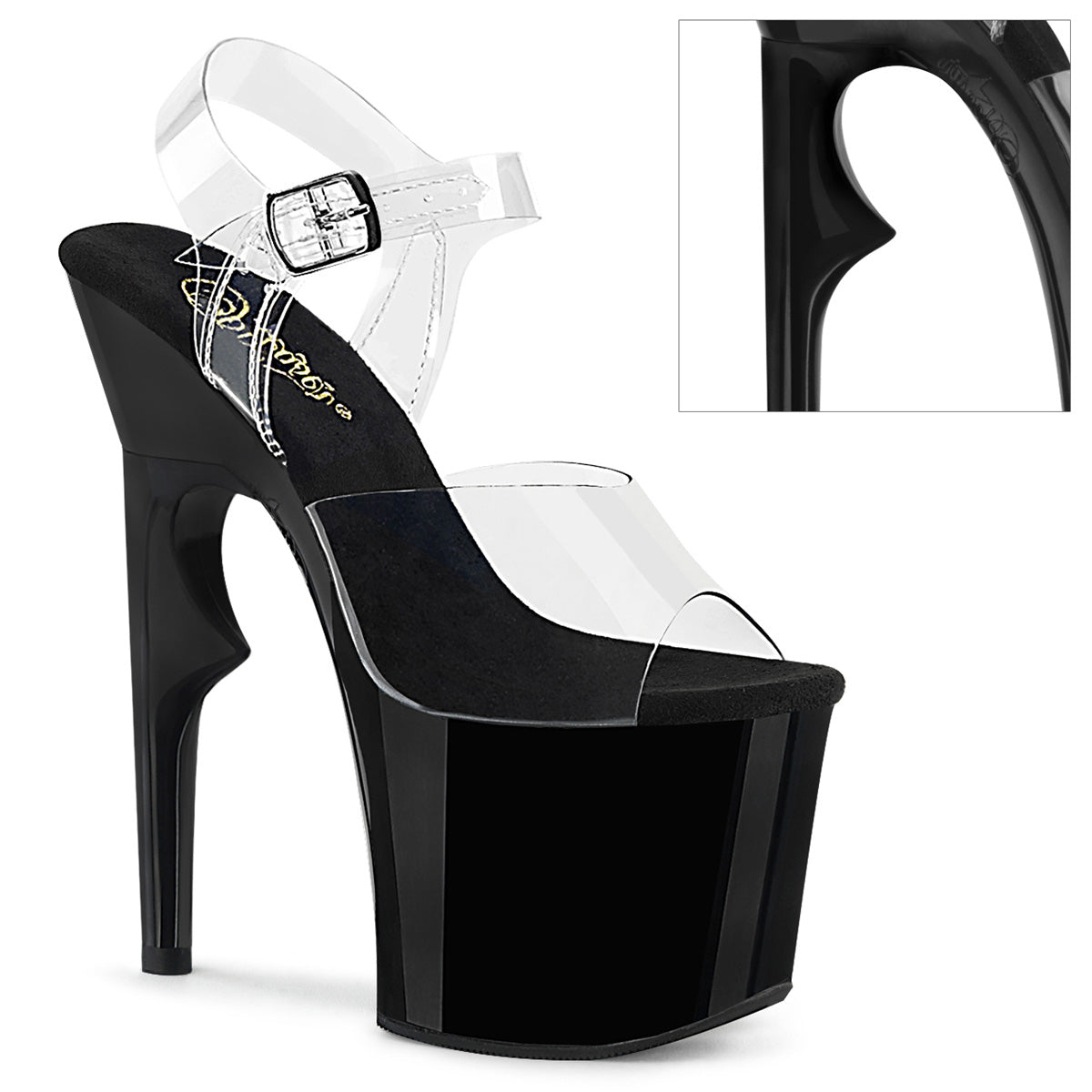 Pleaser Lovethorn 708 Clear Black Platform Shoes