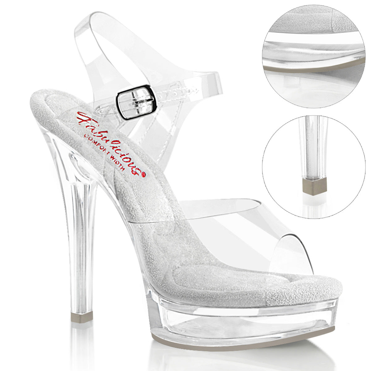 5 Inch Heel MAJESTY-508 Clear Light Gray Comfort Width by Fabulicious