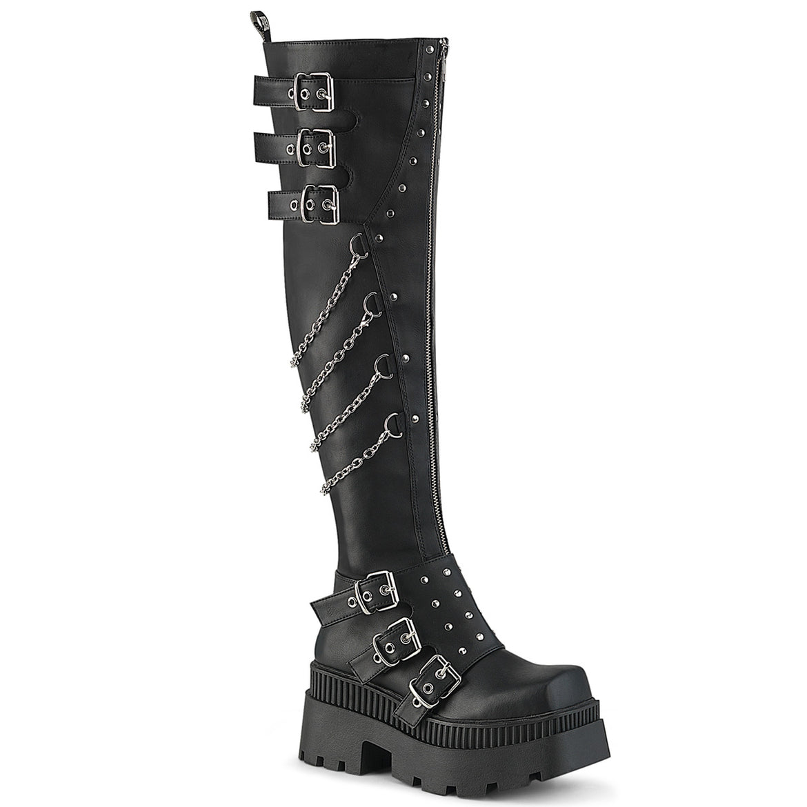 thumbnail image 2 of Demonia CRE219/BVEL-3 Women's Black Platform Creeper Shoes - Goth Punk Embroidered 2 of 3