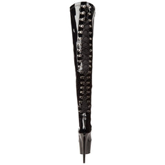PLEASER ADORE-3063 Black Stretch Pat Thigh High Boots - Shoecup.com - 4