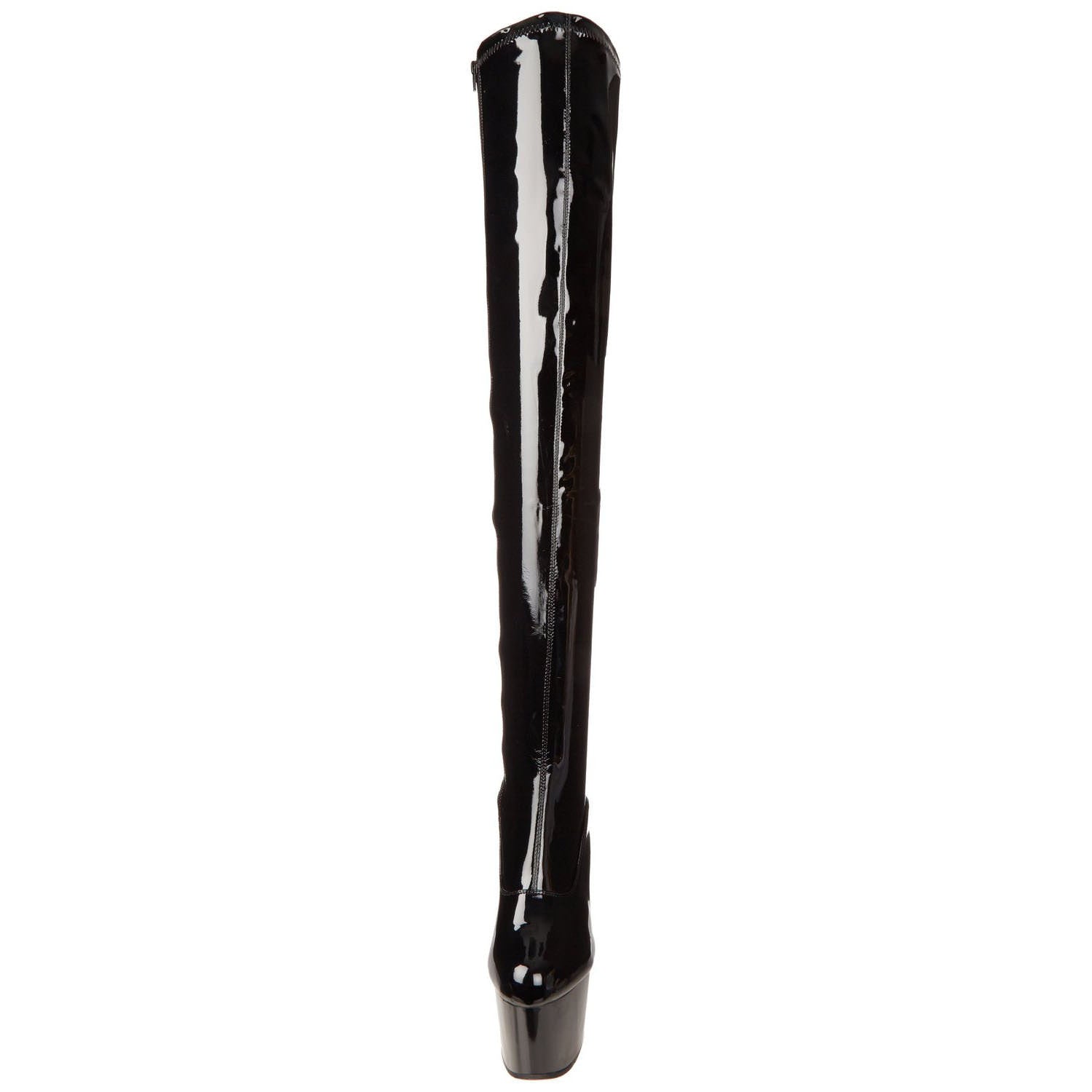 PLEASER ADORE-3063 Black Stretch Pat Thigh High Boots - Shoecup.com - 3