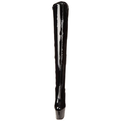 PLEASER ADORE-3063 Black Stretch Pat Thigh High Boots - Shoecup.com - 3