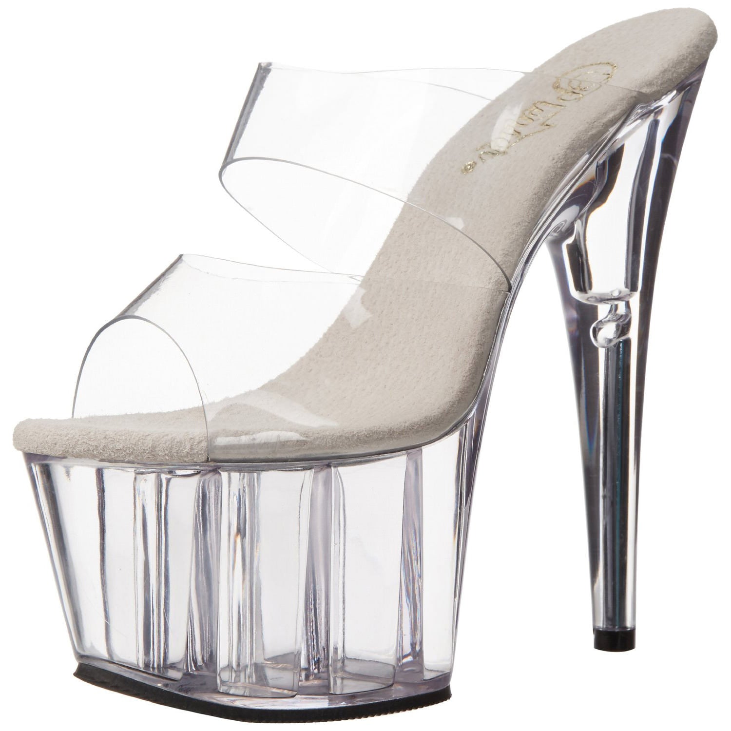 PLEASER ADORE-702 Clear Stiletto Slides - Shoecup.com - 1