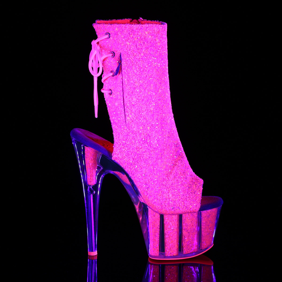 7 Inch Heel ADORE-1018G Neon Pink Glitter