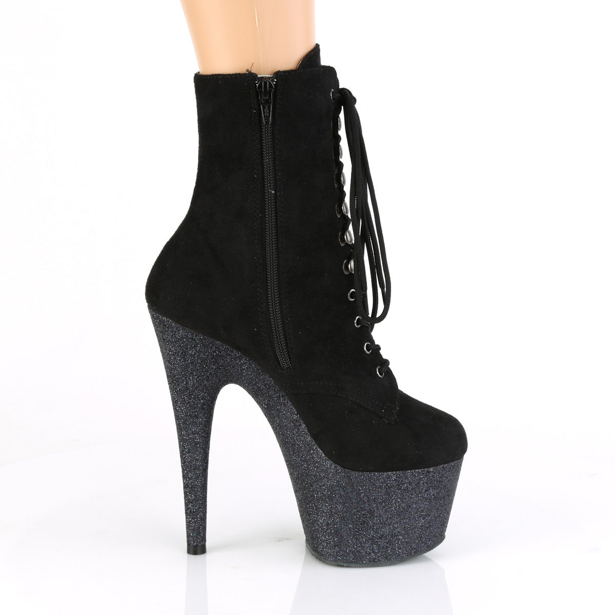 7 Inch Heel ADORE-1020FSMG Black Suede Glitter