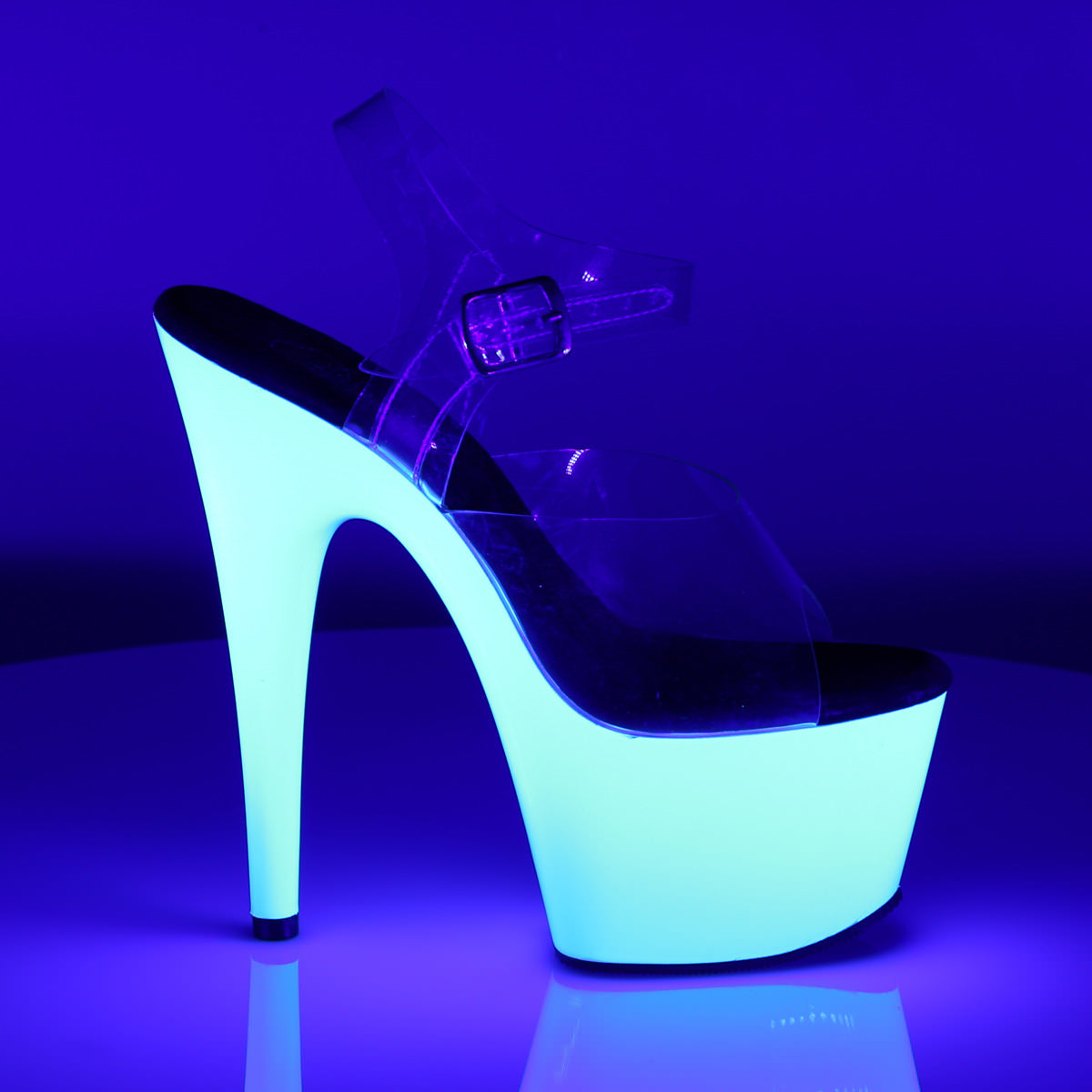 7 Inch Heel ADORE-708UV Clear-Neon White
