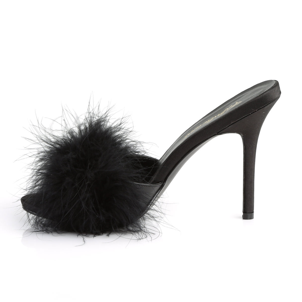 Fabulicious CLASSIQUE-01F 4 Inch Heel Black Marabou Fur Slipper ...