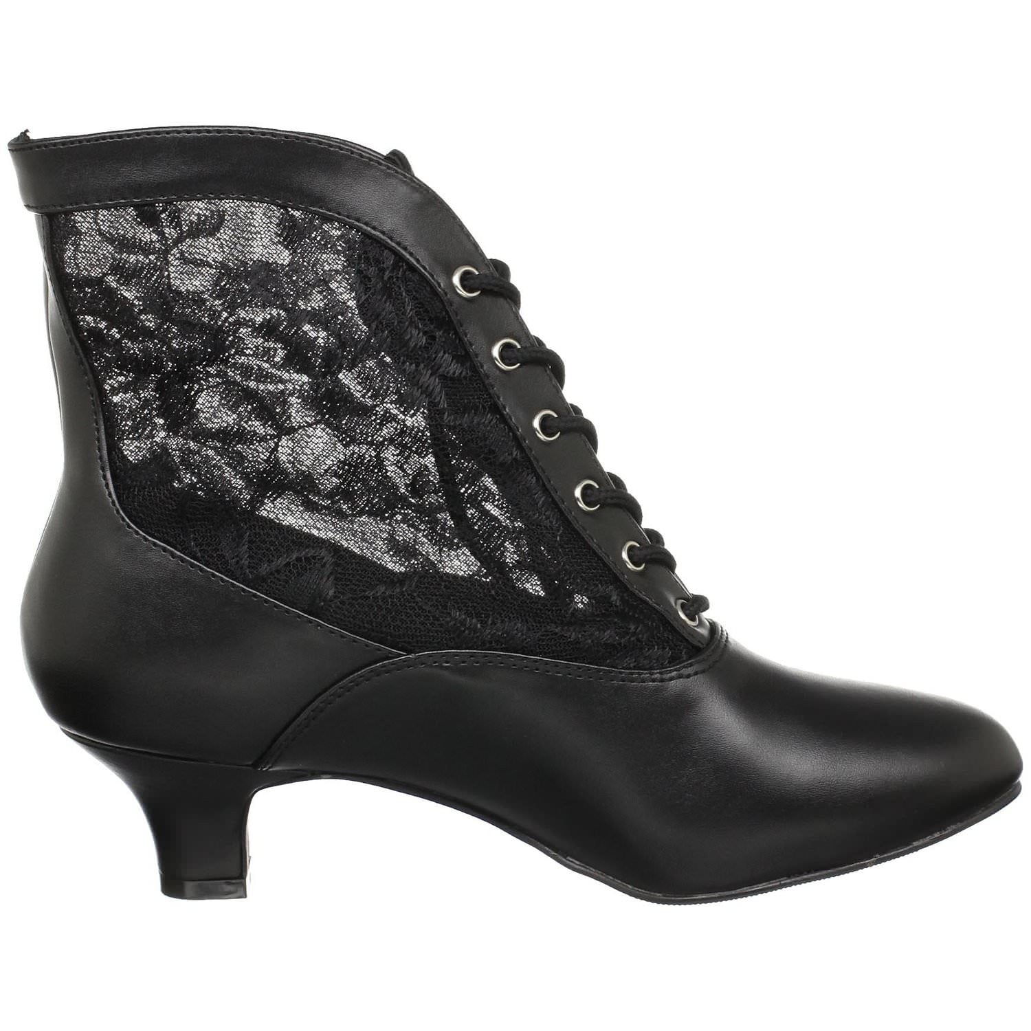 FUNTASMA DAME-05 Black Victorian Granny Boots With Lace Accent - Shoecup.com - 6