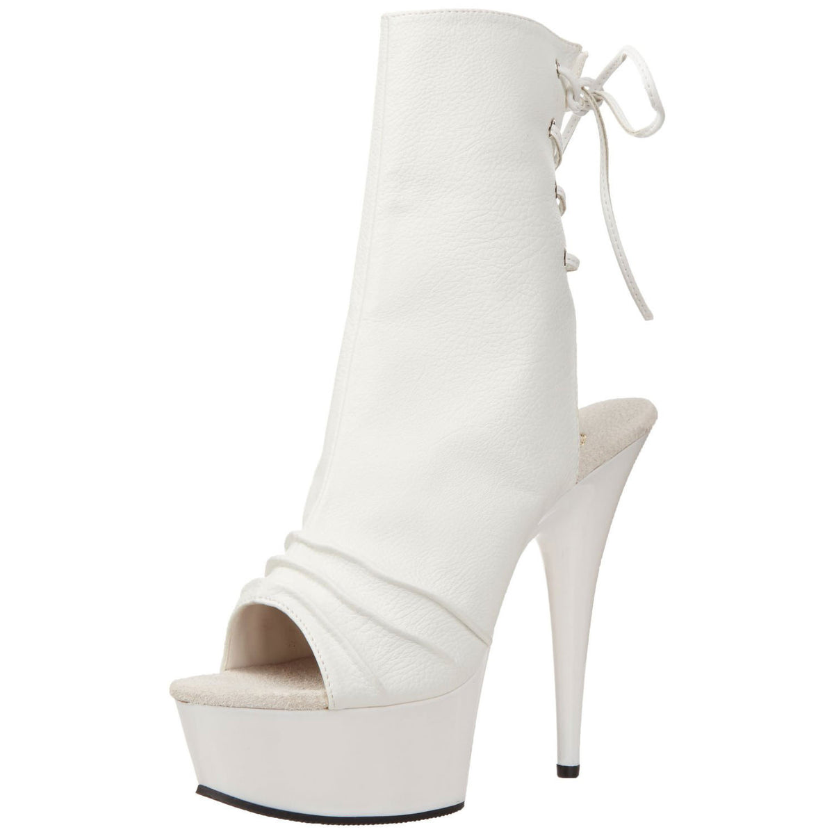 PLEASER DELIGHT-1018 White Pu Ankle Boots - Shoecup.com - 1