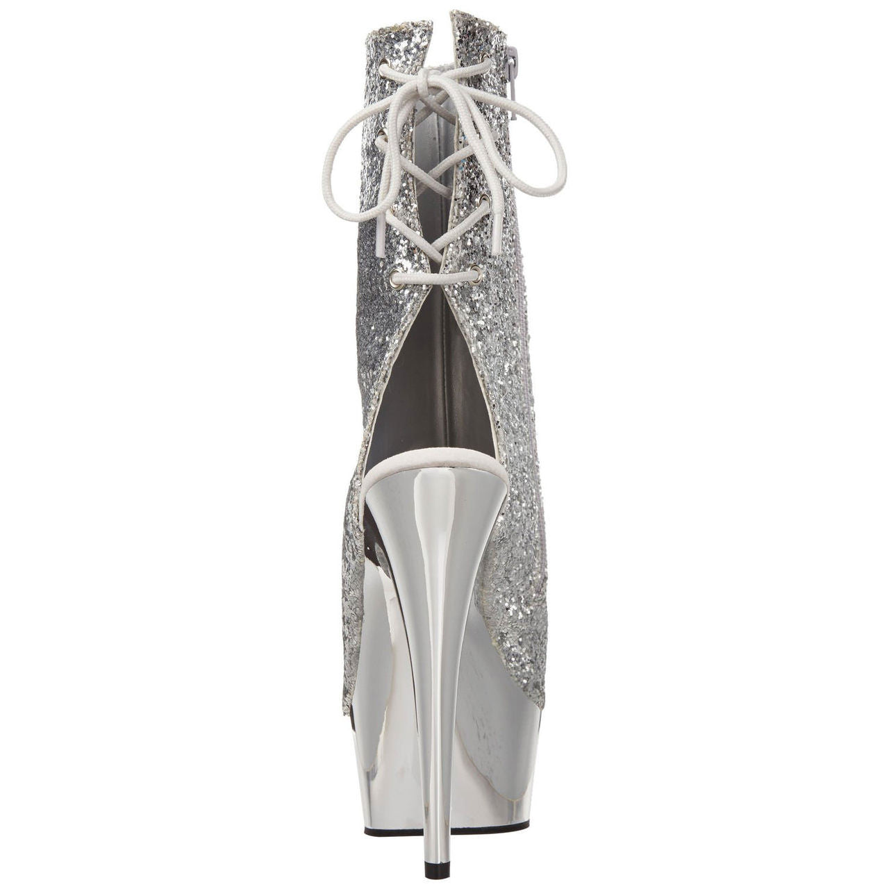PLEASER DELIGHT-1018G Silver Glitter-Silver Chrome Ankle Boots - Shoecup.com - 3