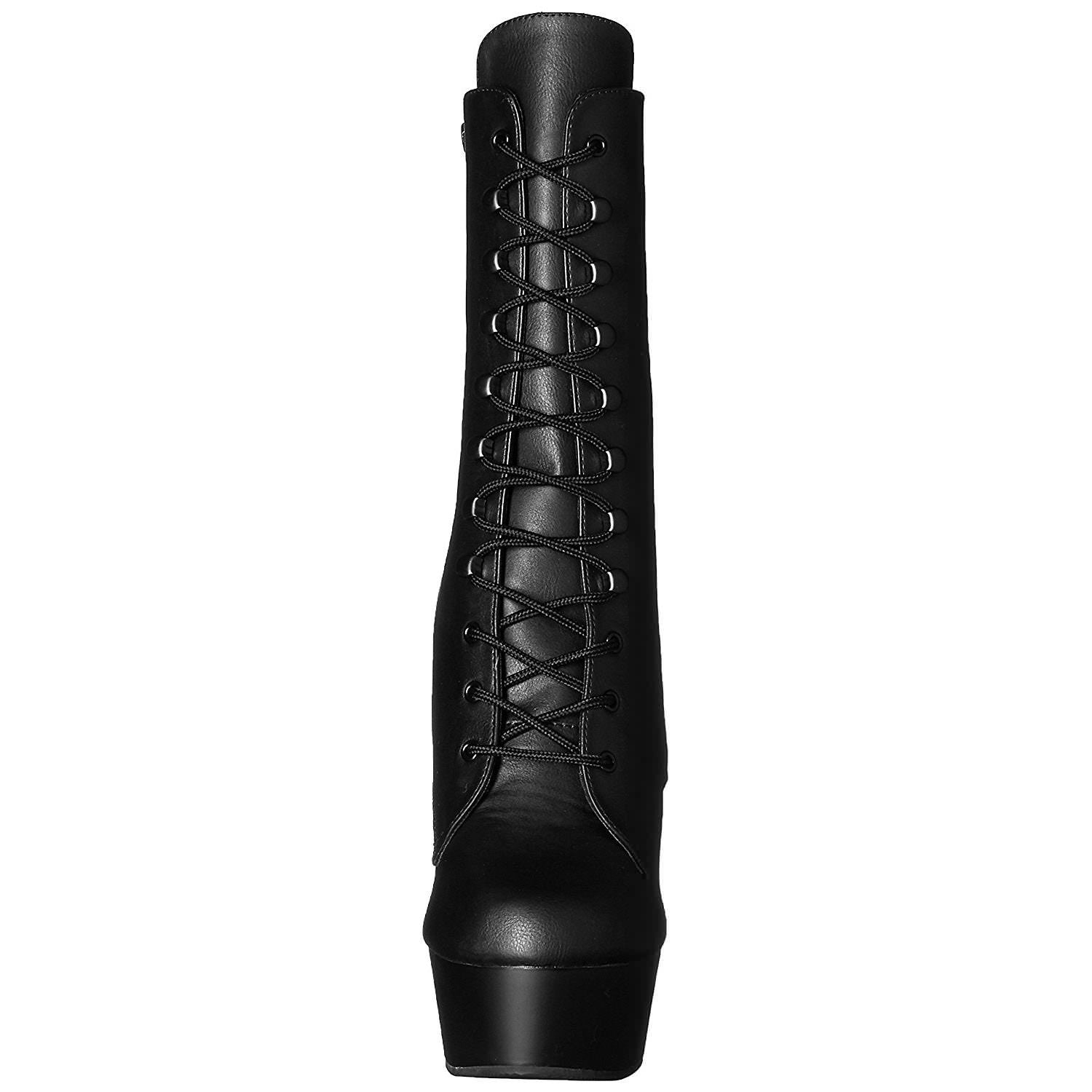 Pleaser DELIGHT-1020 Black Faux Leather Ankle Boots - Shoecup.com - 6