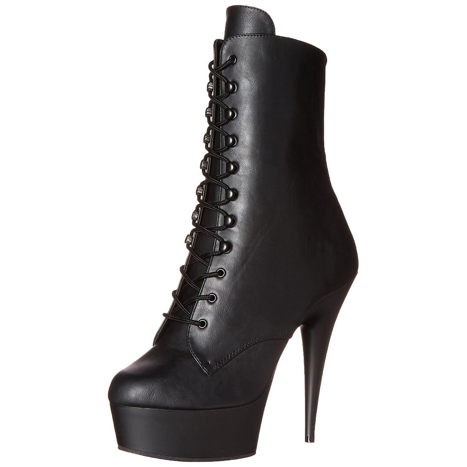 Pleaser DELIGHT-1020 Black Faux Leather Ankle Boots - Shoecup.com - 7