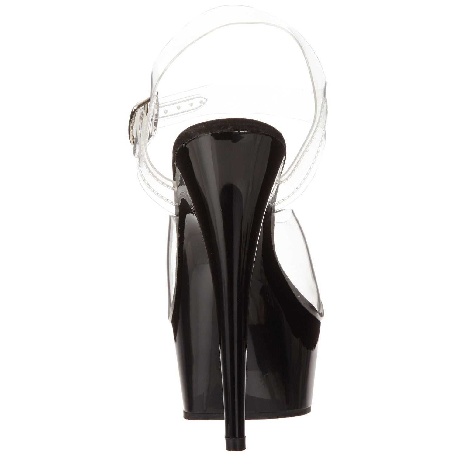 PLEASER DELIGHT-608 Clear-Black Ankle Strap Sandals - Shoecup.com - 3