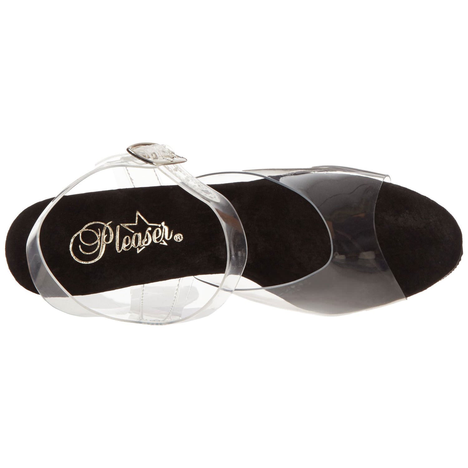 PLEASER DELIGHT-608 Clear-Black Ankle Strap Sandals - Shoecup.com - 6
