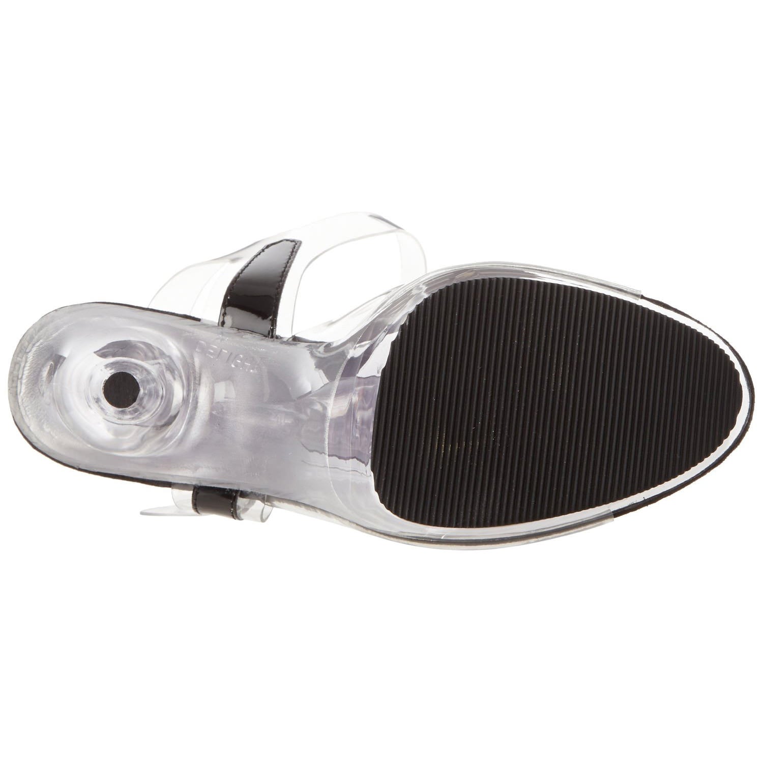 PLEASER DELIGHT-608 Clear-Black-Clear Ankle Strap Sandals - Shoecup.com - 7