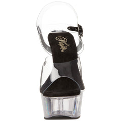 PLEASER DELIGHT-608 Clear-Black-Clear Ankle Strap Sandals - Shoecup.com - 2