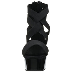 PLEASER DELIGHT-669 Black Elasticated Band-Black Sandals - Shoecup.com - 2