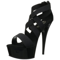 PLEASER DELIGHT-669 Black Elasticated Band-Black Sandals - Shoecup.com - 1