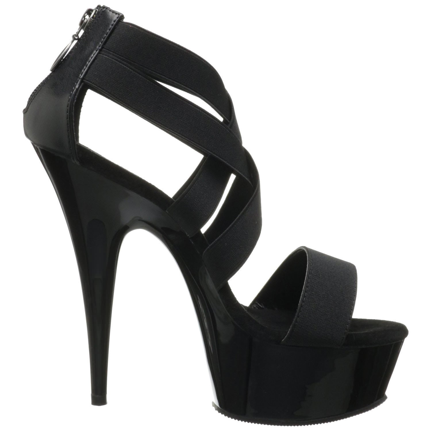 PLEASER DELIGHT-669 Black Elasticated Band-Black Sandals - Shoecup.com - 5