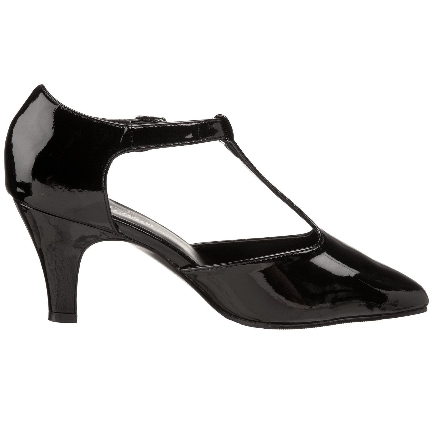 PLEASER DIVINE-415W Black Pat T-Strap Pumps - Shoecup.com - 5