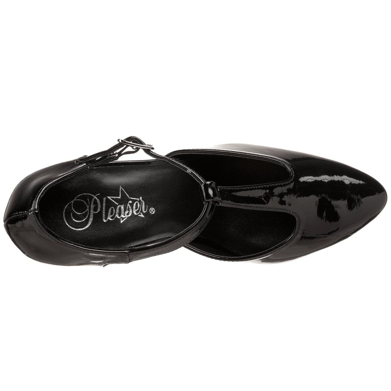 PLEASER DIVINE-415W Black Pat T-Strap Pumps - Shoecup.com - 6