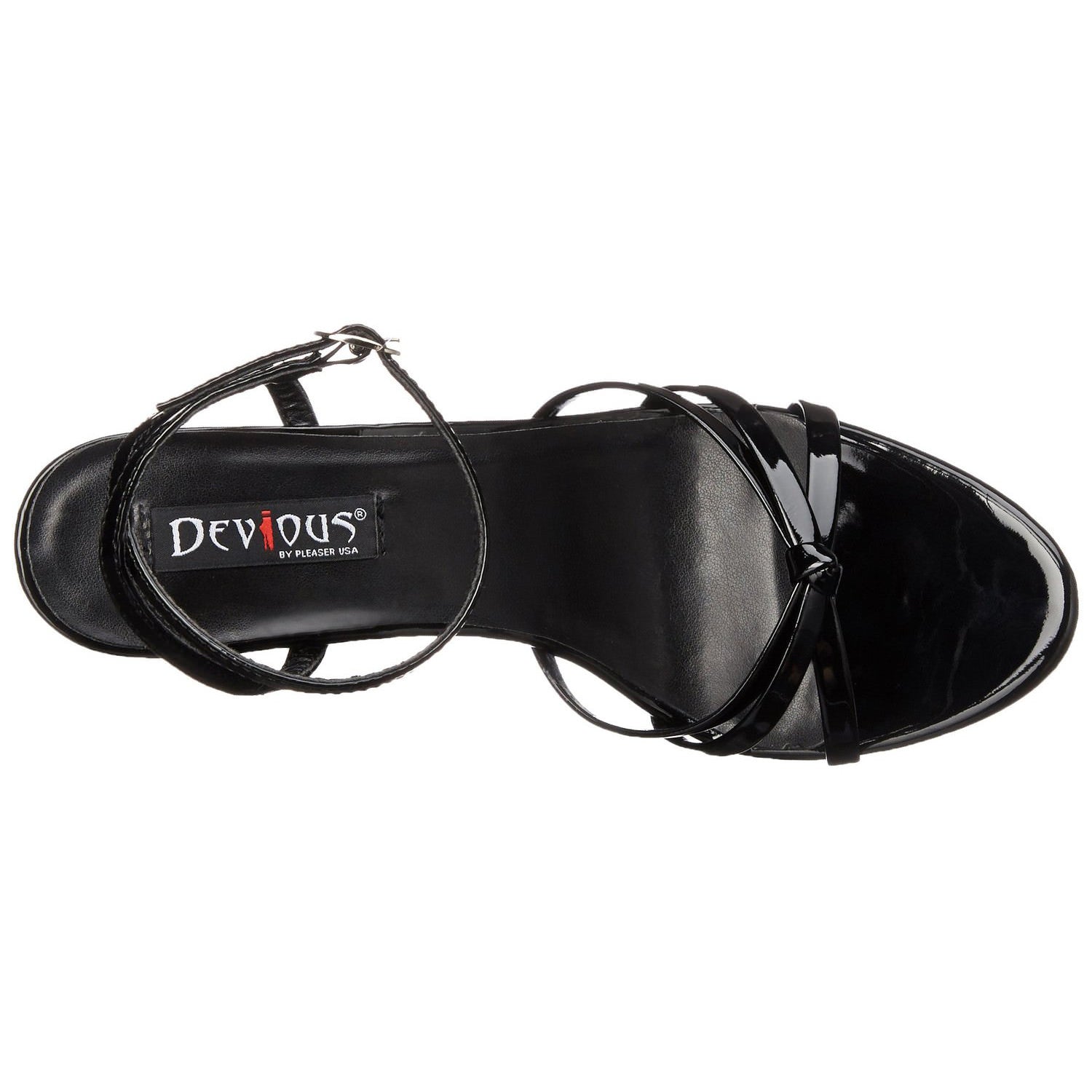 DEVIOUS DOMINA-108 Black Pat Ankle Strap Sandals - Shoecup.com - 7