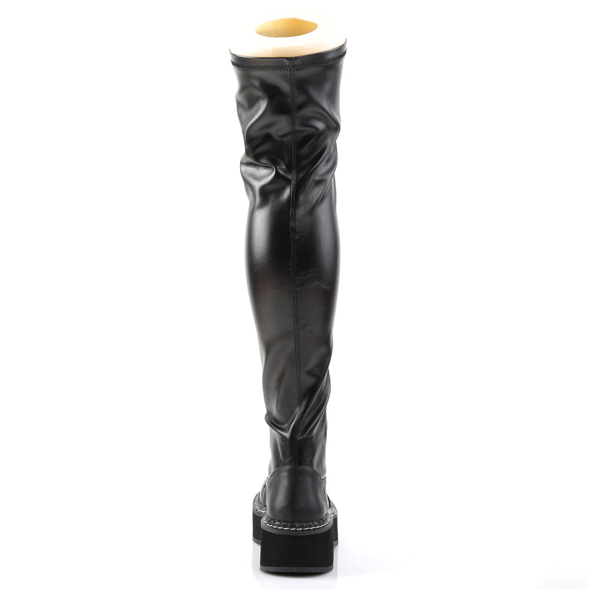 Demonia EMILY-375 Black Thigh-High Lace-Up Boots