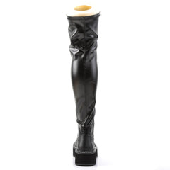 Demonia EMILY-375 Black Thigh-High Lace-Up Boots