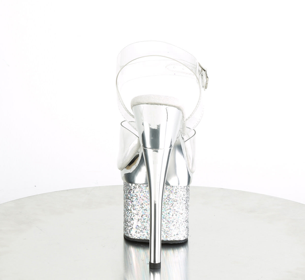 7 Inch Heel ESTEEM-708CHLG Clear Silver Glitter