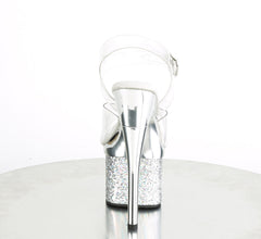 7 Inch Heel ESTEEM-708CHLG Clear Silver Glitter