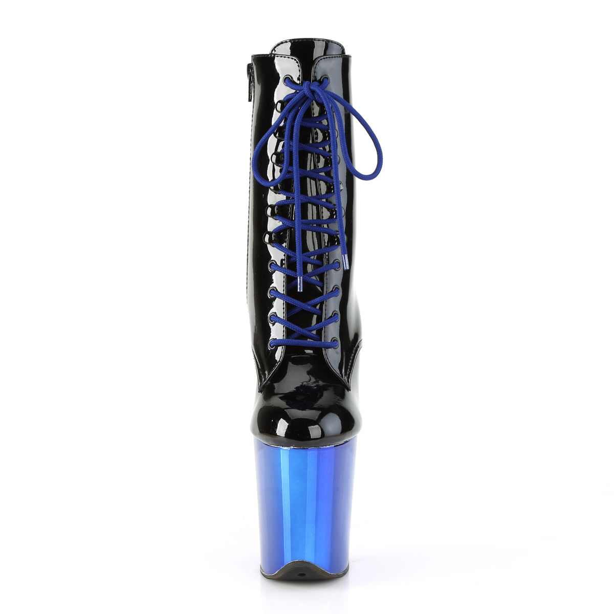 8 Inch Heel FLAMINGO-1020 Black Pat Royal Blue