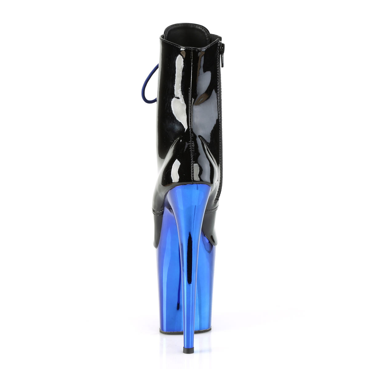 8 Inch Heel FLAMINGO-1020 Black Pat Royal Blue