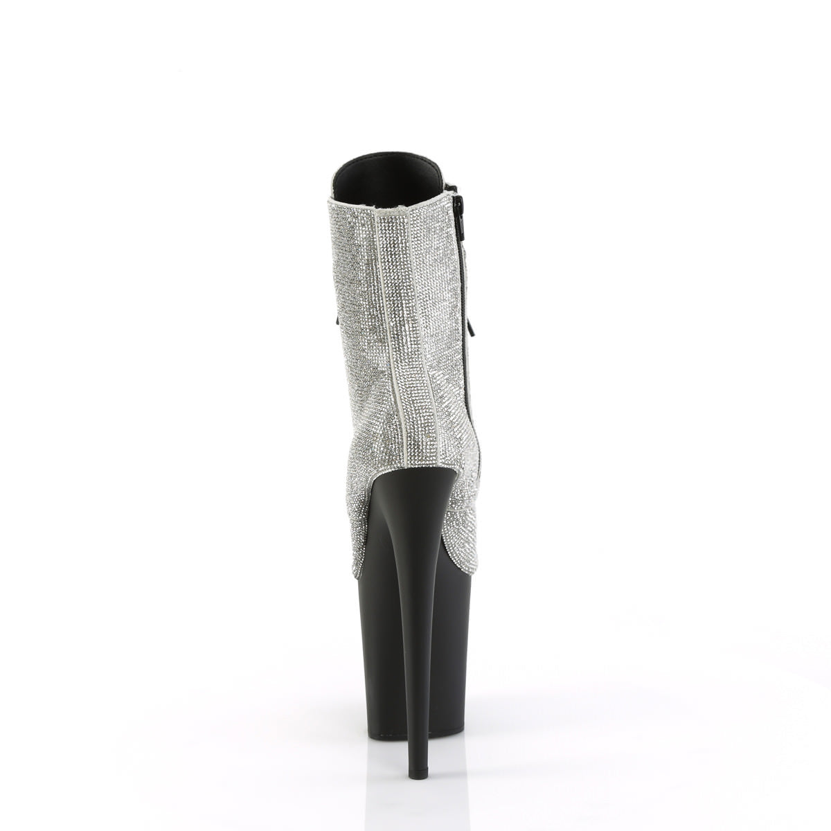 8 Inch Heel FLAMINGO-1020RS Silver Rhinestone