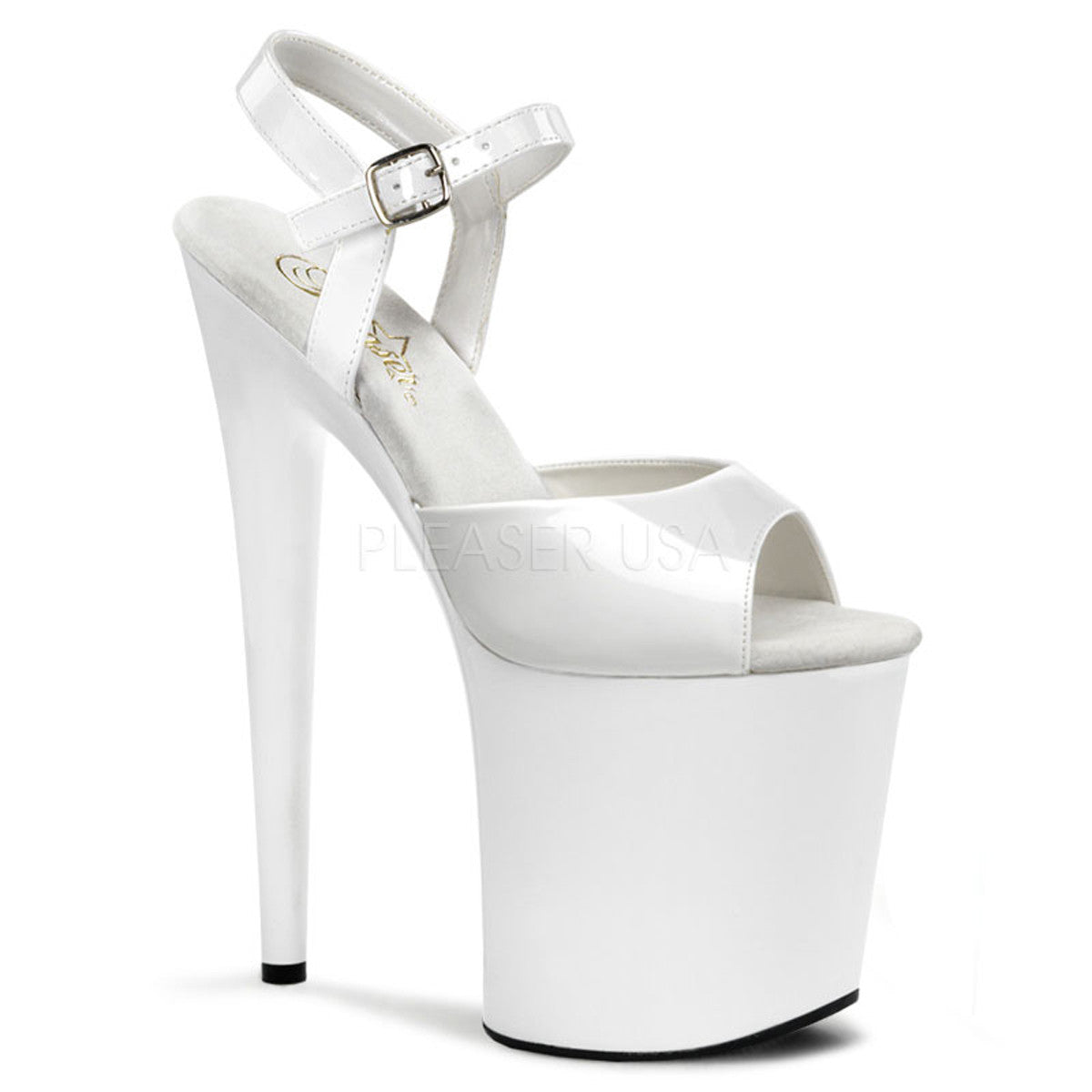 PLEASER FLAMINGO-809 White Ankle Strap Sandals - Shoecup.com - 1