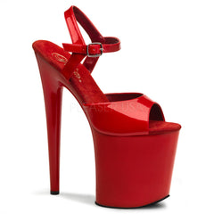 PLEASER FLAMINGO-809 Red Pat-Red Ankle Strap Sandals - Shoecup.com