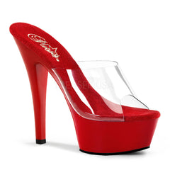 PLEASER KISS-201 Clear-Red Platform Sandals - Shoecup.com