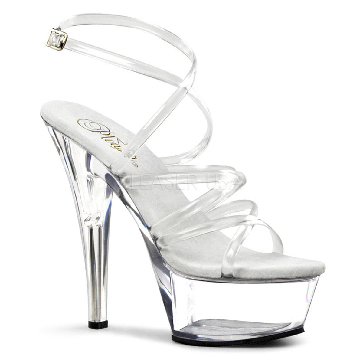 PLEASER KISS-206 Clear Platform Sandals - Shoecup.com
