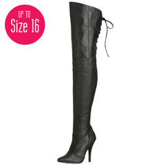 PLEASER LEGEND-8899 Black Leather Thigh High Boots - Shoecup.com - 1