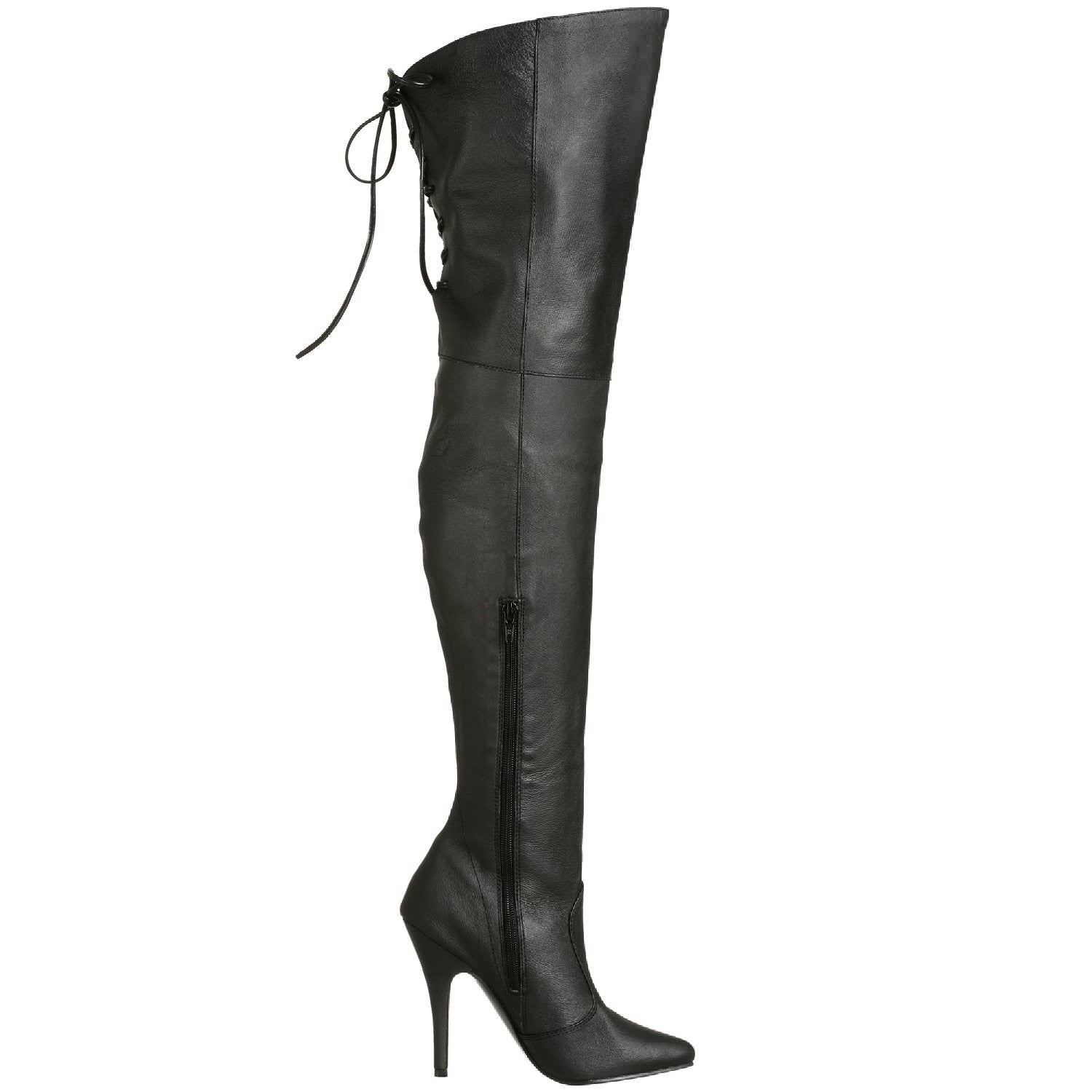 PLEASER LEGEND-8899 Black Leather Thigh High Boots