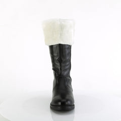 Men's Black Pu Santa Boots With White Fur