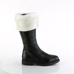 Men's Black Pu Santa Boots With White Fur