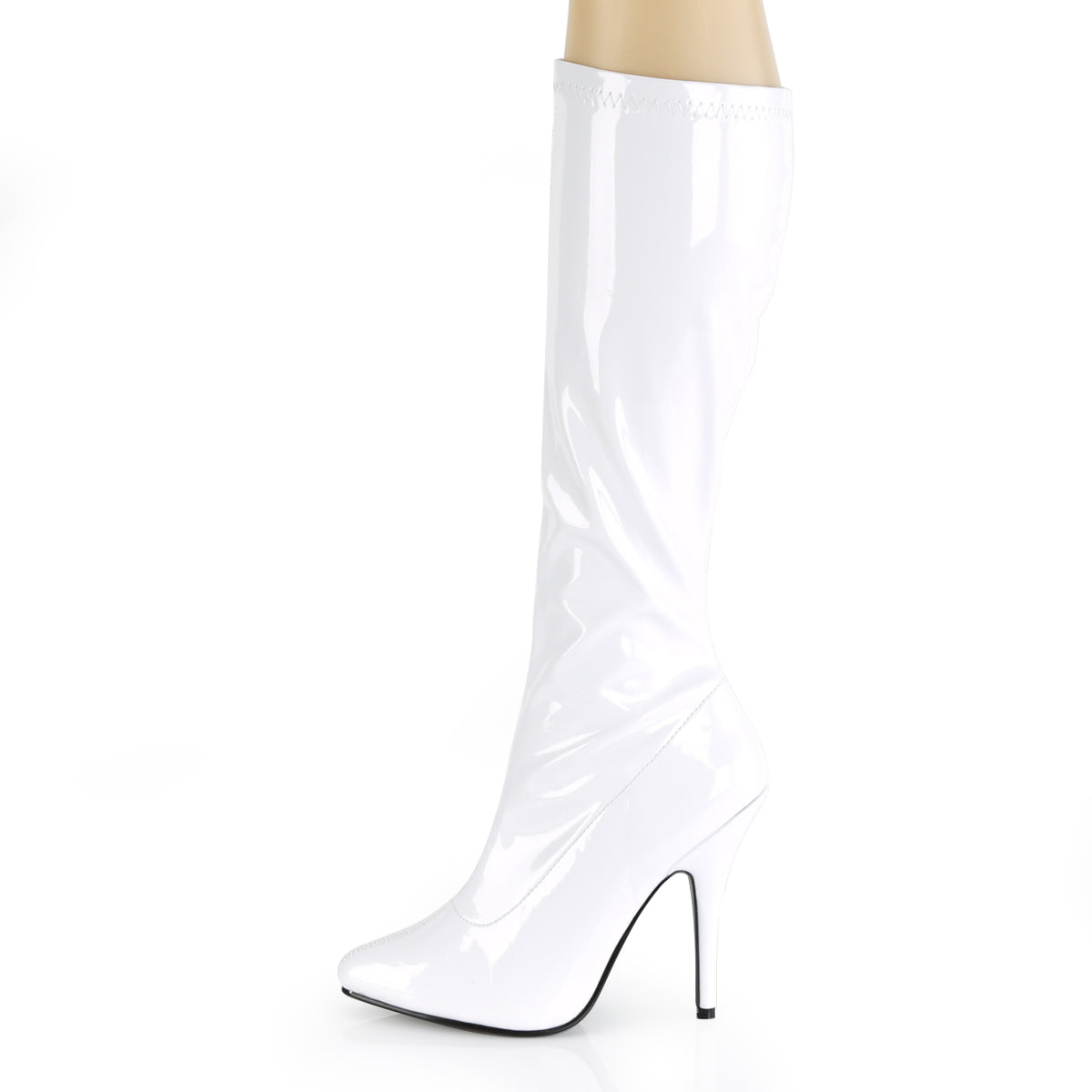5 Inch Heel SEDUCE-2000 White Stretch Patent