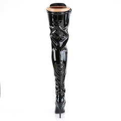 PLEASER SEDUCE-3024 Black Stretch Pat Thigh High Boots