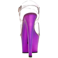 PLEASER SKY-308 Clear-Purple Chrome Ankle Strap Sandals - Shoecup.com - 4