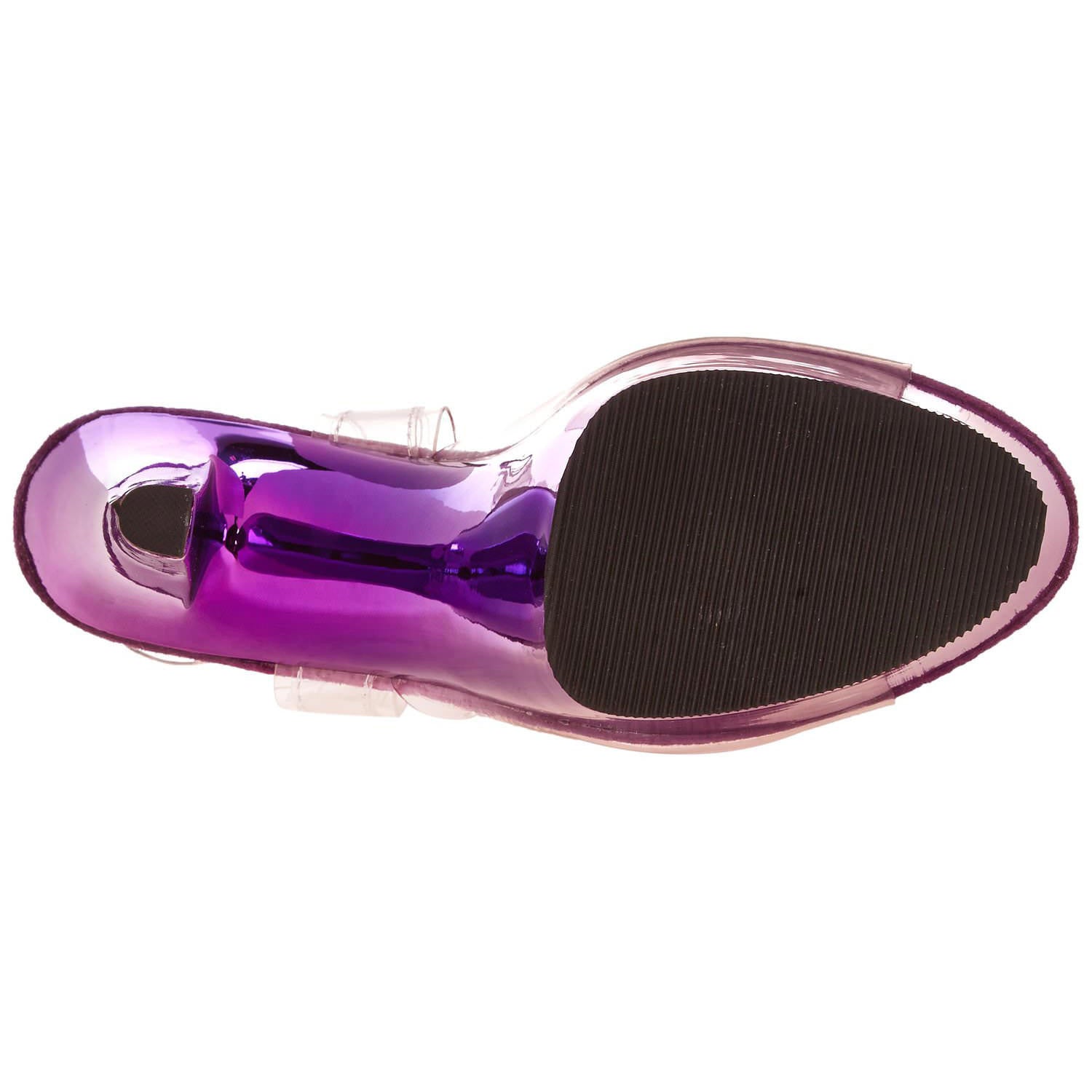 PLEASER SKY-308 Clear-Purple Chrome Ankle Strap Sandals - Shoecup.com - 8