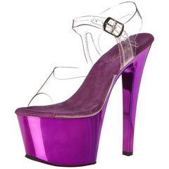 PLEASER SKY-308 Clear-Purple Chrome Ankle Strap Sandals - Shoecup.com - 2