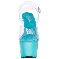 PLEASER SKY-308 Clear-Turquoise Chrome Ankle Strap Sandals - Shoecup.com - 3